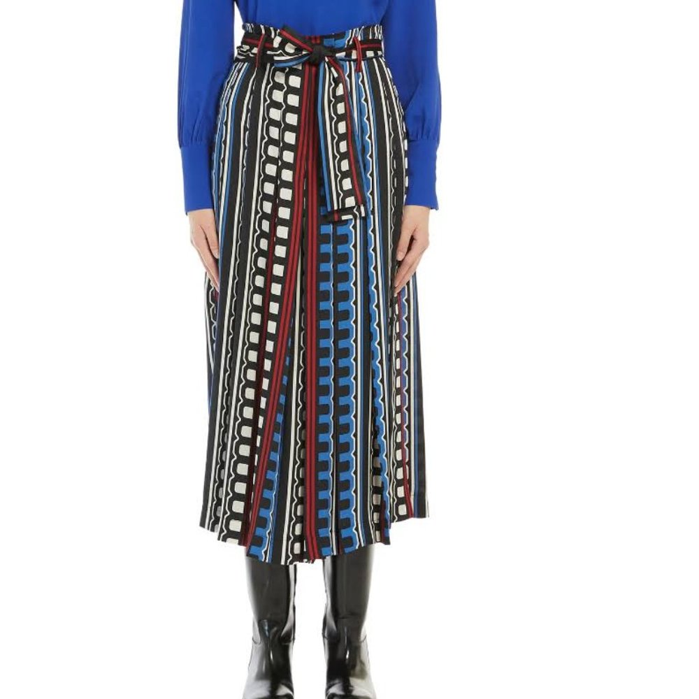 Max Mara - MARELLA ABSTRACT PATTERN WIDE LEG CROPPED Gorgeous PANTS-Size 8-BNWT - Picture 5 of 17